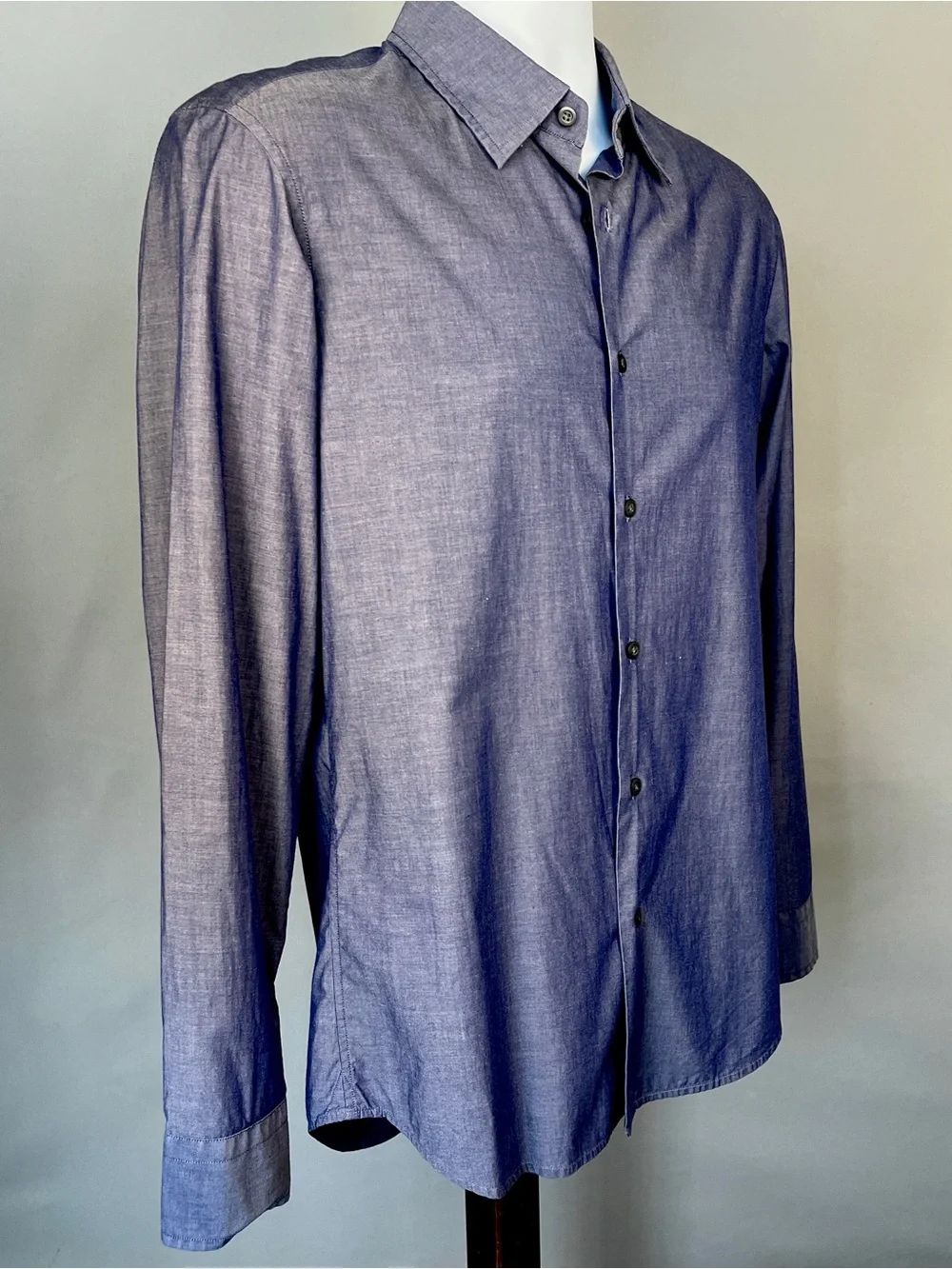 Banana Republic Men's Chambray Button-Up Slim Fit Shirt - Dark Blue Sz S